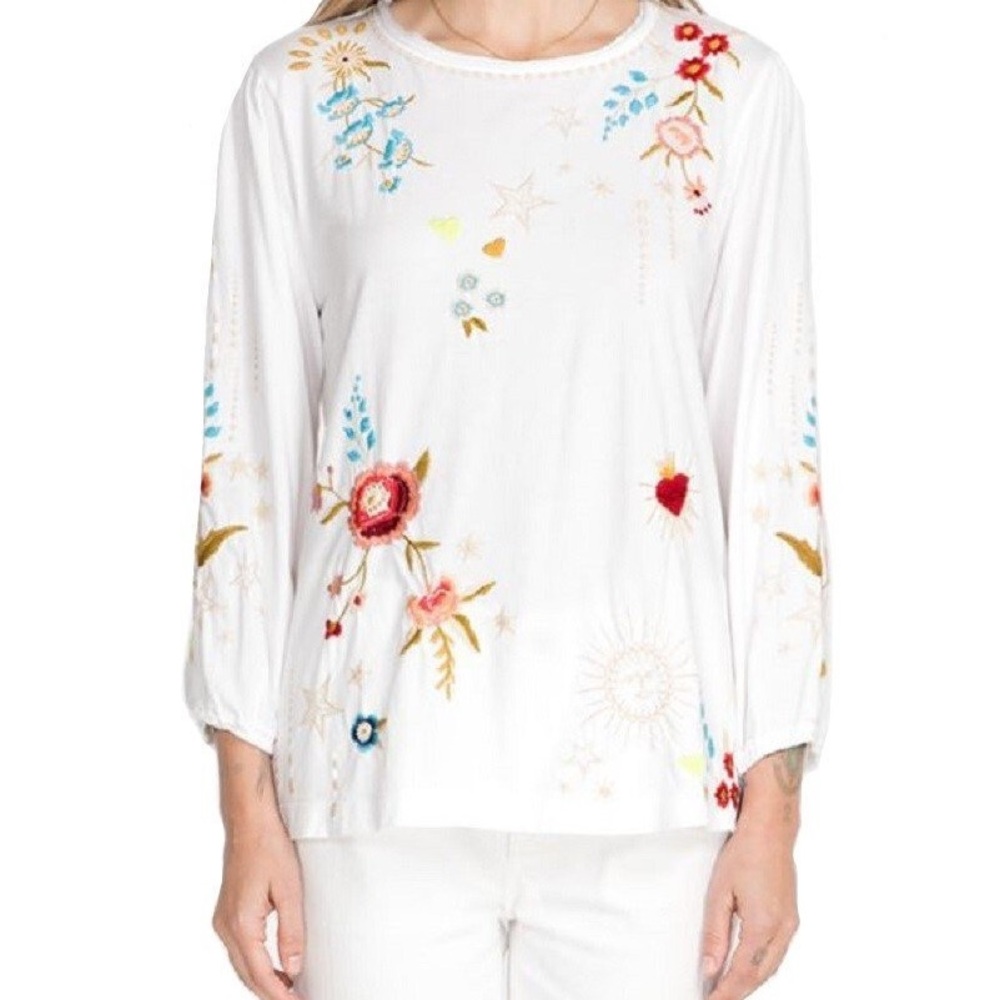 Johnny Was Maris Puff Sleeve Knit (white)